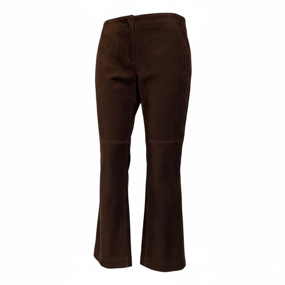 INC International Concepts Vintage Y2K Chocolate Suede Leather Flare Pants - Picture 2 of 5